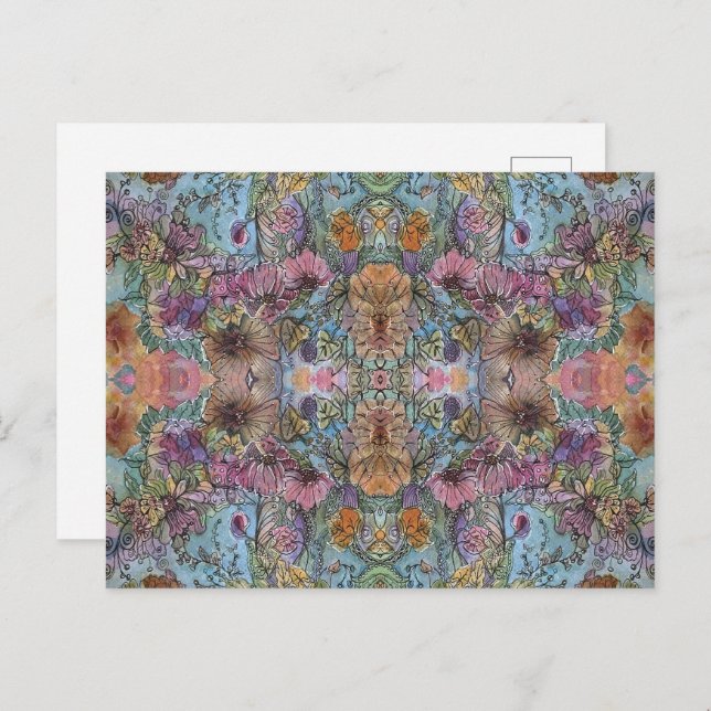 Cartão Postal Pintura de Aquarela na moda (Frente/Verso)