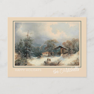 Cartão Postal Pintura de Arte de Paisagem Personalizada do Winte