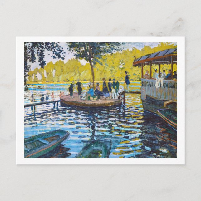 Cartão Postal Pintura de arte La Grenouillere Claude Monet (Frente)
