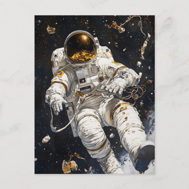 Cartão Postal Pintura de Astronauta (Frente)