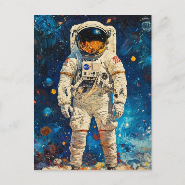 Cartão Postal Pintura de Astronauta (Frente)