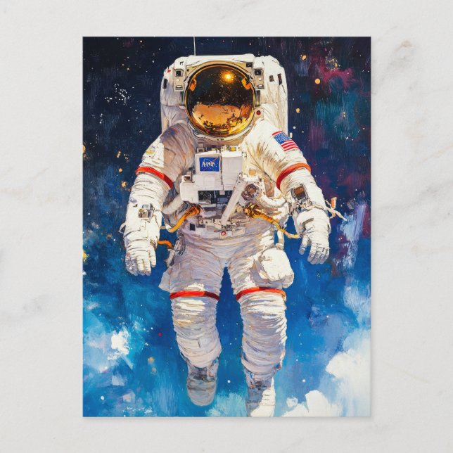 Cartão Postal Pintura de Astronauta (Frente)