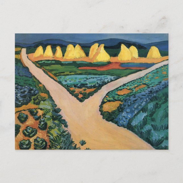 Cartão Postal Pintura de August Macke, Campos de Legumes (Frente)