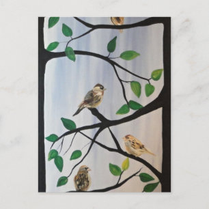 Cartão Postal Pintura de aves adorável