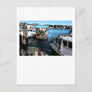 Cartão Postal Pintura De Barcos De Pesca
