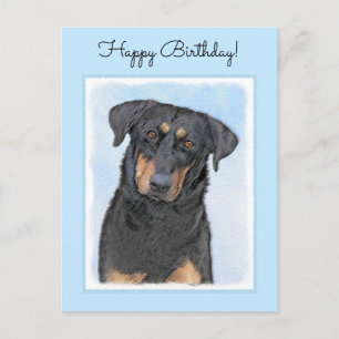 Cartão Postal Pintura de Beauceron - Arte de Cachorro Original B