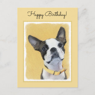 Cartão Postal Pintura de Boston Terrier - Arte Original de Cacho