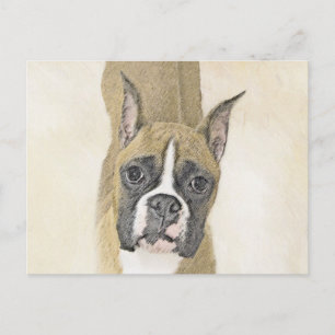 Cartão Postal Pintura de Boxer - Arte de Cachorro Original Bonit