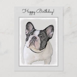 Cartão Postal Pintura de Bulldog Francês (Brindle Pied) - Arte 