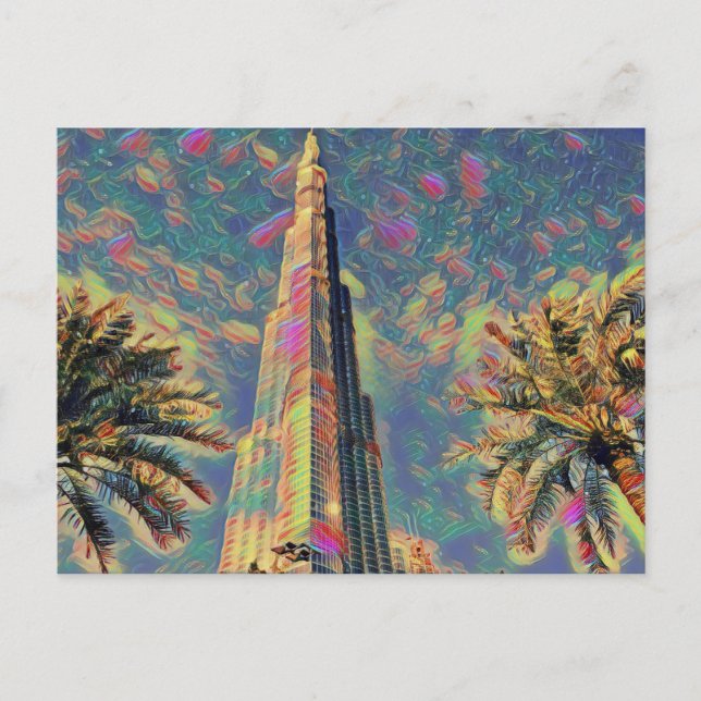 Cartão Postal Pintura de Burj Khalifa (Frente)