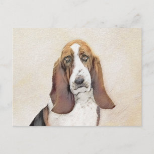 Cartão Postal Pintura de Cachorro Basset - Arte de Cachorro Orig