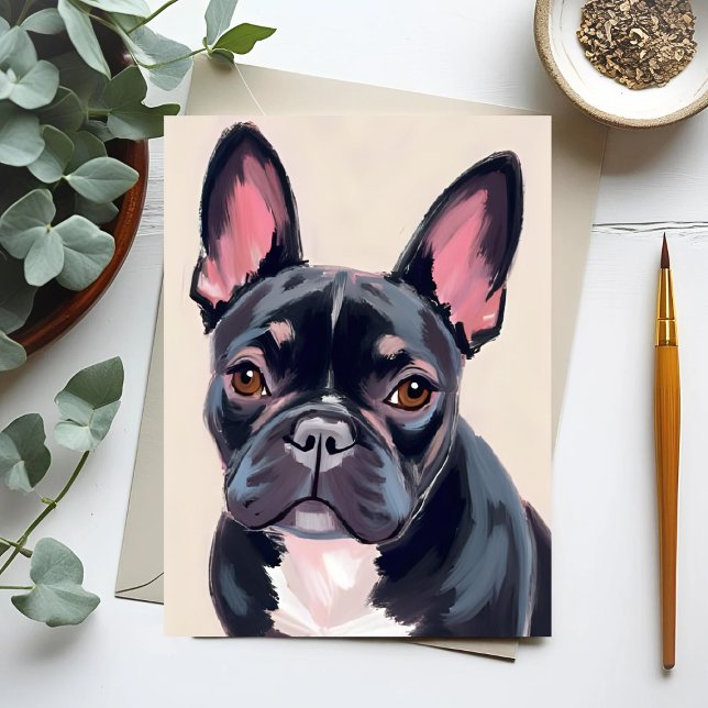 Cartão Postal Pintura de Cachorro-Bulgue Francês (Criador carregado)