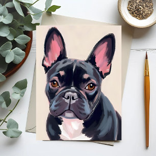 Cartão Postal Pintura de cachorro Bulldog Francês