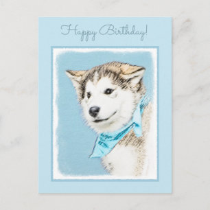 Cartão Postal Pintura De Cachorro Siberiana - Arte De Cachorro O