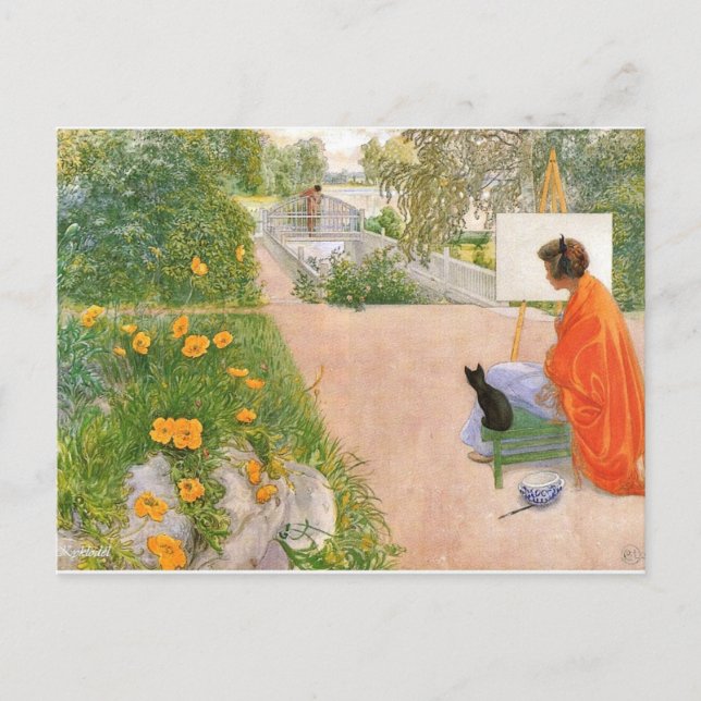 Cartão Postal Pintura de Carl Larsson, Ponte (Frente)