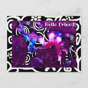 Cartão postal - Pintura de cavalo abstrato caprich