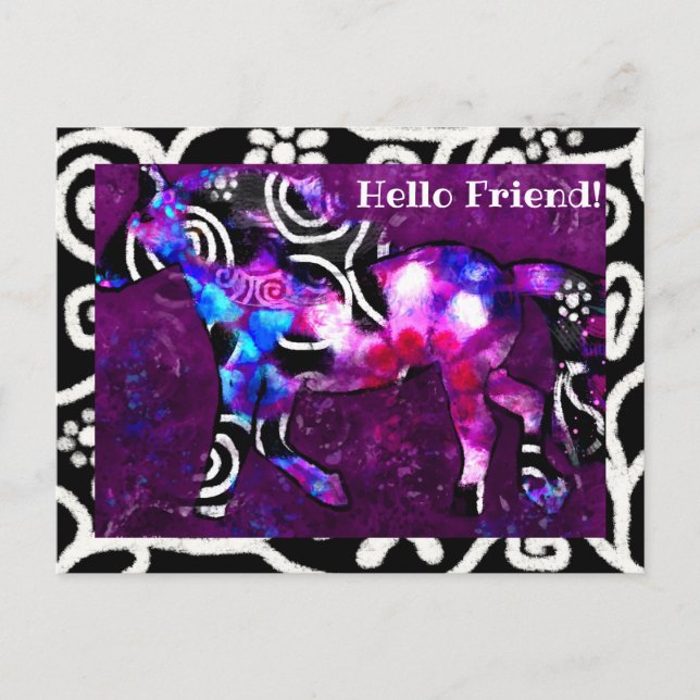 Cartão postal - Pintura de cavalo abstrato caprich (Frente)