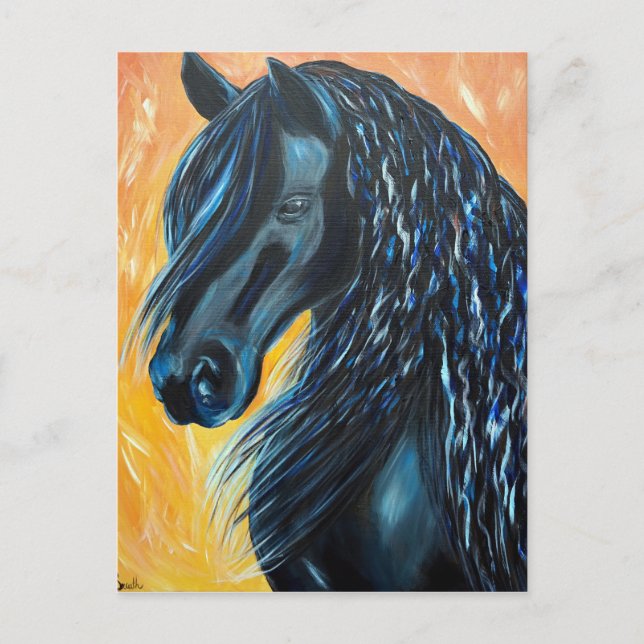Cartão Postal Pintura de Cavalo Negro (Frente)