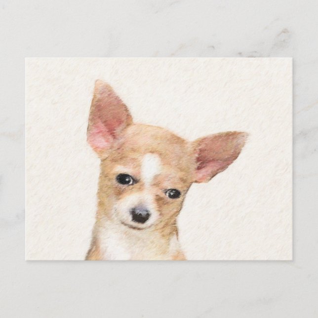 Cartão Postal Pintura de Chihuahua - Arte de Cachorro Original C (Frente)