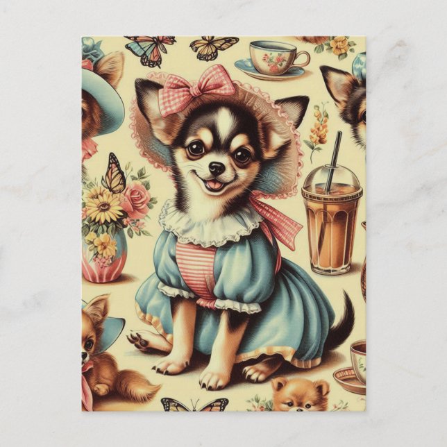Cartão Postal Pintura de Chihuahua Puppy (Frente)
