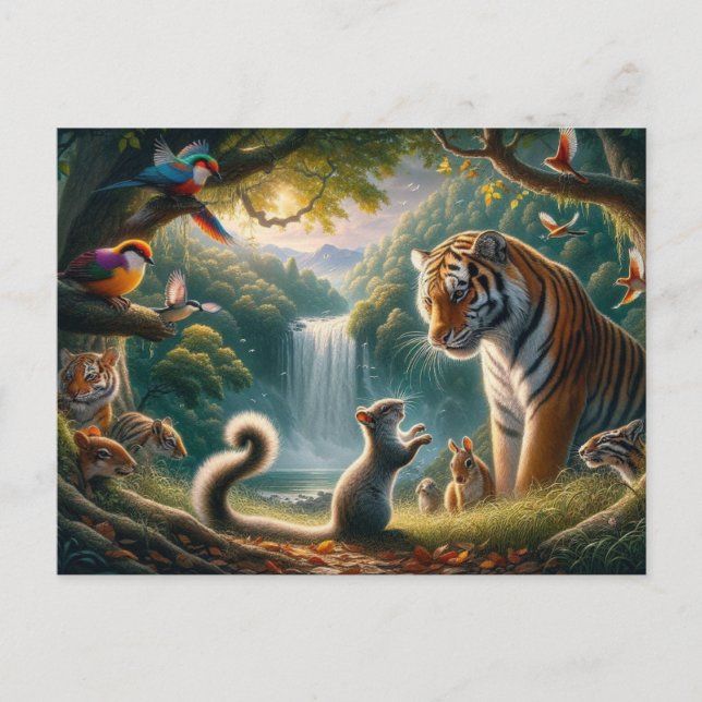 Cartão Postal Pintura de Coleta de Florestas Encantada (Frente)