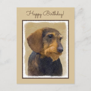 Cartão Postal Pintura de Dachshund (Arameado) Arte Original de C