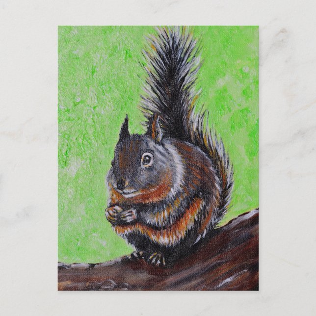 Cartão Postal Pintura de Esquilo de Douglas 2 (Frente)