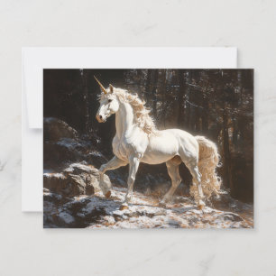 Cartão Postal Pintura de Estilo de Vintagem Branco Unicorn