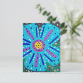 Cartão Postal Pintura de Flor Azul