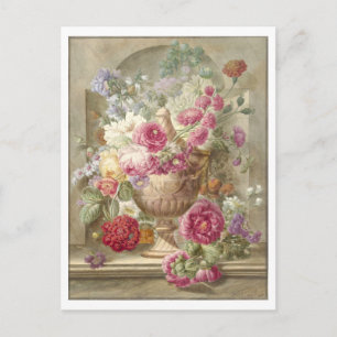 Cartão Postal Pintura de Flores em um Vaso