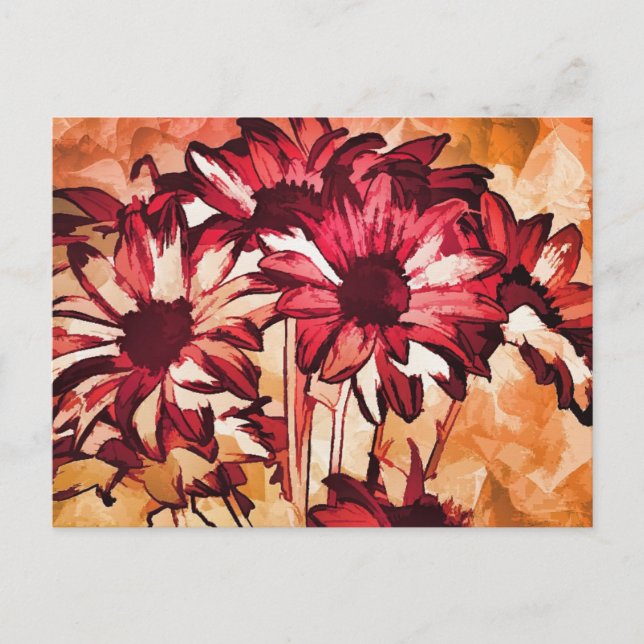 Cartão Postal Pintura de Flores Vermelhas (Frente)