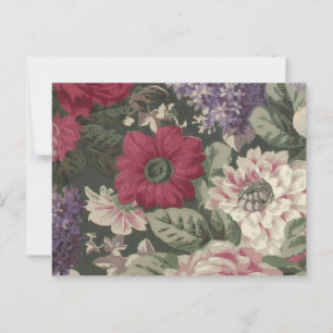 Cartão Postal Pintura de flores vintage vermelho rosa azul branc