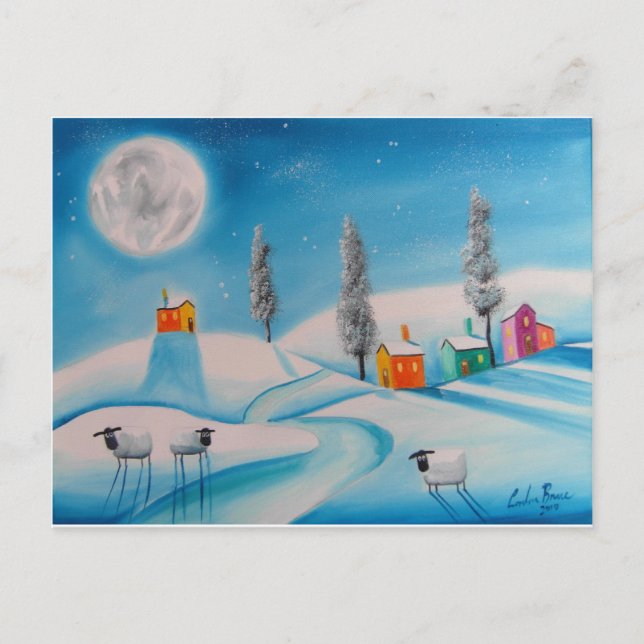 CARTÃO POSTAL PINTURA DE FOLHAS DE LUA DE OVELHA (Frente)