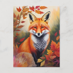 Cartão Postal Pintura de Fox do outono