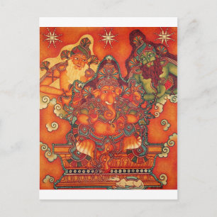 CARTÃO POSTAL PINTURA DE GANESH ANTIGO