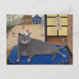 Cartão Postal Pintura de gatos no Japão