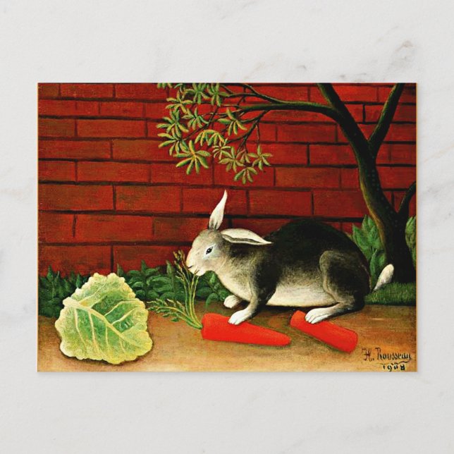 Cartão Postal pintura de Henri Rousseau, Coelho, (Frente)