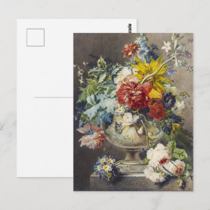 Cartão Postal Pintura de Jardim Botânico Floral Elegante Vintage