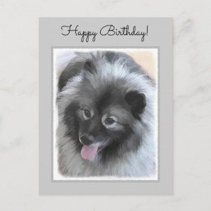 Cartão Postal Pintura de Keeshond Bailey - Arte de Cachorro Orig