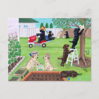 Cartão Postal Pintura de Labradores Diversos Domingos