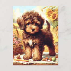 Cartão Postal Pintura de Lagotto Romagnolo