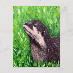 Cartão Postal Pintura de Lontra do Rio Pequeno
