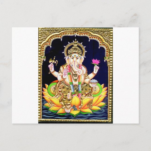 CARTÃO POSTAL PINTURA DE LOTUS GANESHA TANJORE (Frente)