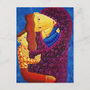 Cartão Postal Pintura de Mãe e Filhos