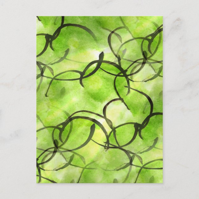 Cartão Postal pintura de mão de vanguarda de arte verde (Frente)