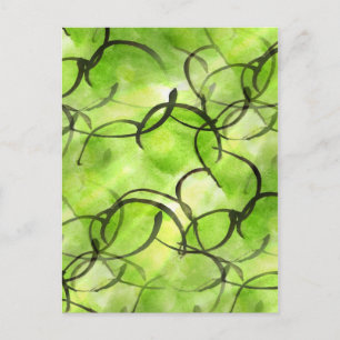 Cartão Postal pintura de mão de vanguarda de arte verde