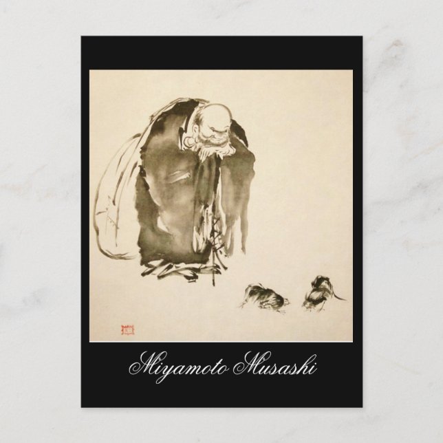 Cartão Postal Pintura de Miyamoto Musashi, c. 1600 (Frente)