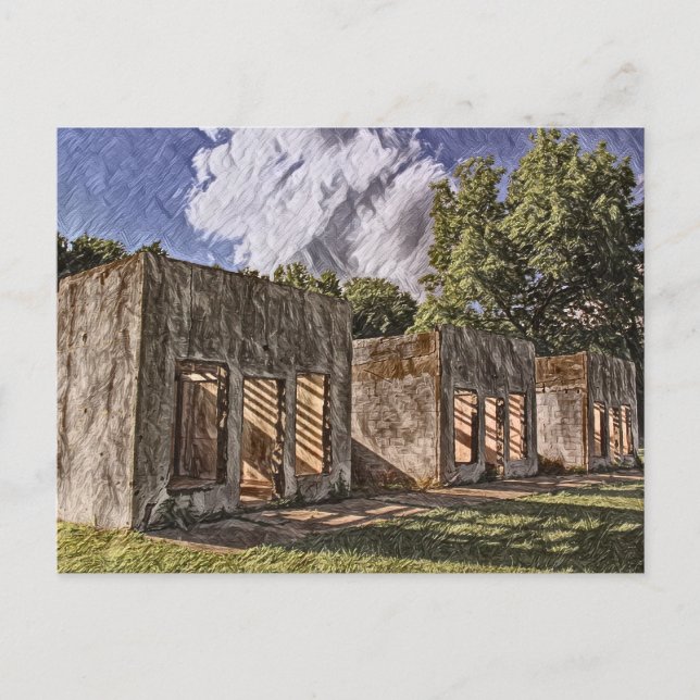 Cartão Postal Pintura de Motel na Rota 66 Abandonada (Frente)