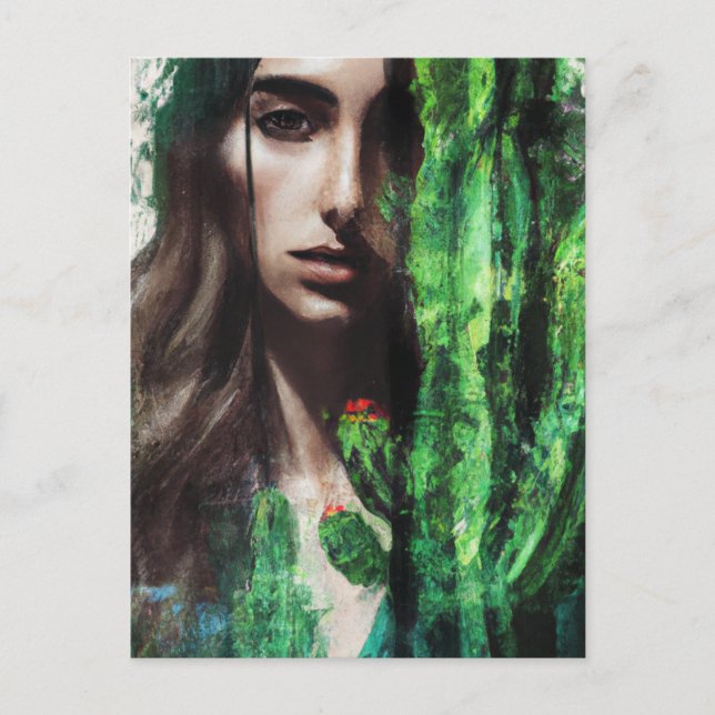 Cartão Postal Pintura de Mulher e Cacto (Frente)