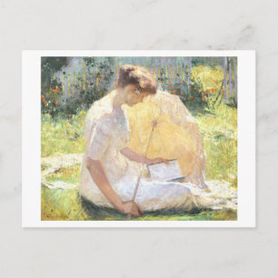 Cartão Postal Pintura de Mulher Lendo